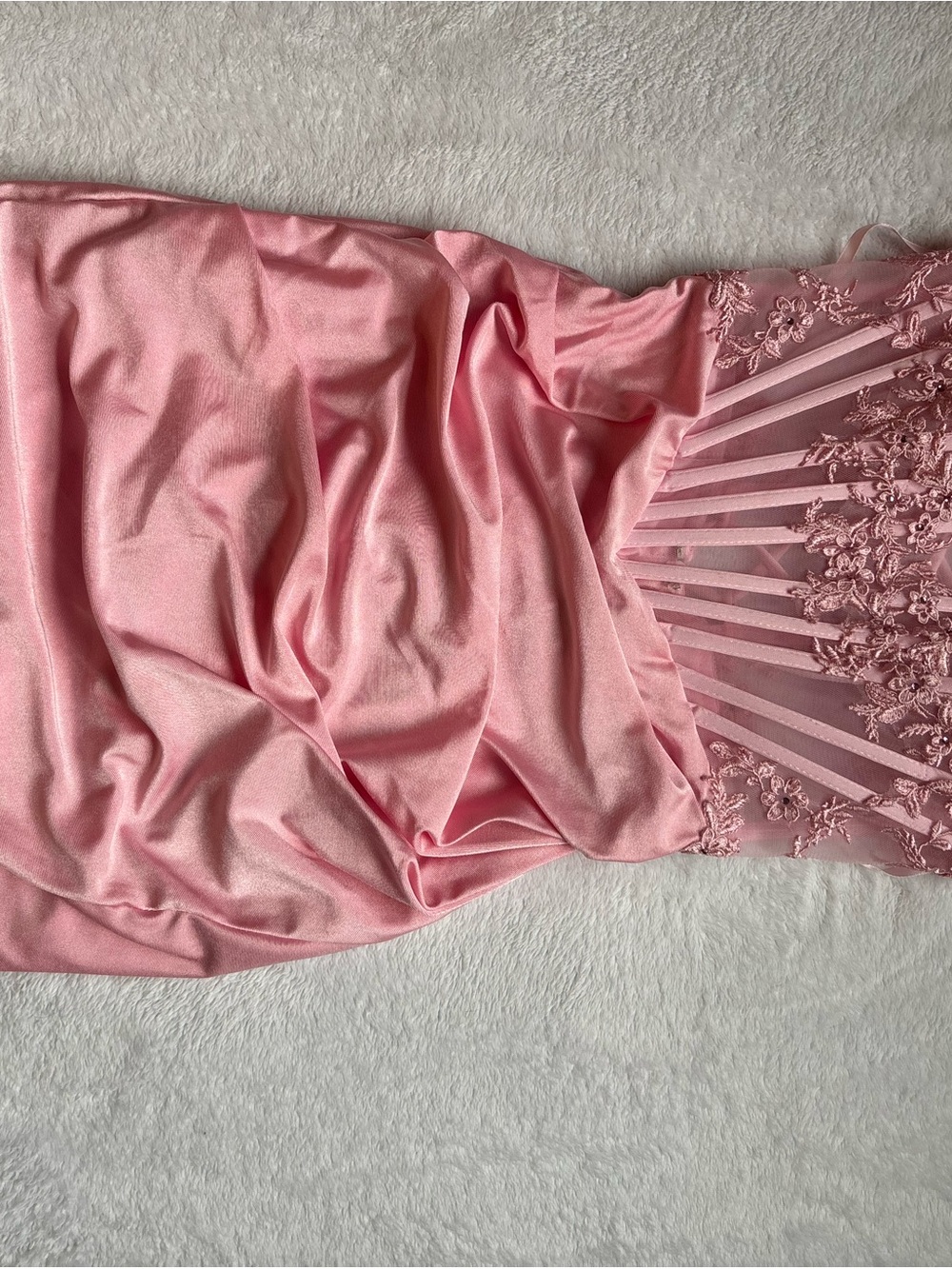 Windsor Pink Satin Chemise with Lace Insets